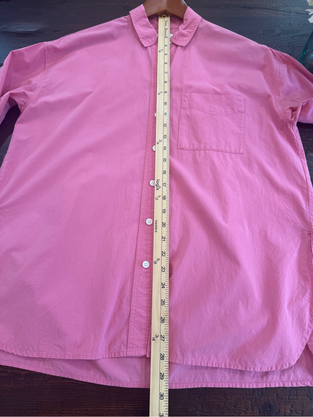 Madewell Pink Oversized Poplin Button Down Shirt Pocket Long Sleeve XXS XS - Picture 8 of 9